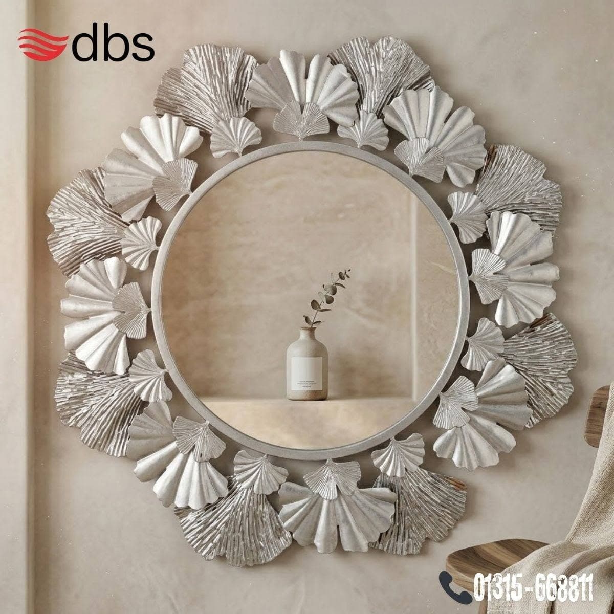 Decorative Round Leaf Wall Mirror